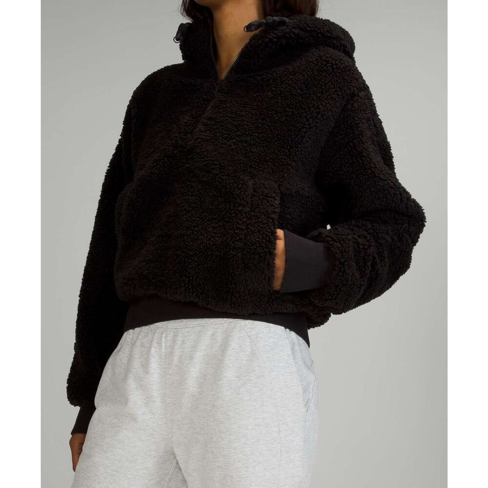 Lululemon Textured Fleece 1/2 Zip Cotton Jersey Fleece Teddy Sherpa Sweater Top - Picture 5 of 8